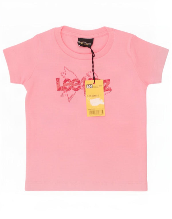 Lee Girls Graphic T-Shirt Top 2-3 Years Pink Cotton