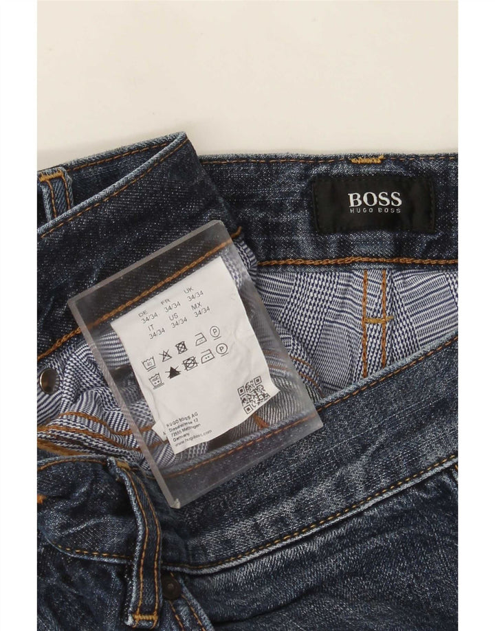 Hugo Boss Straight Jeans til mænd W34 L34 Blå Bomuld