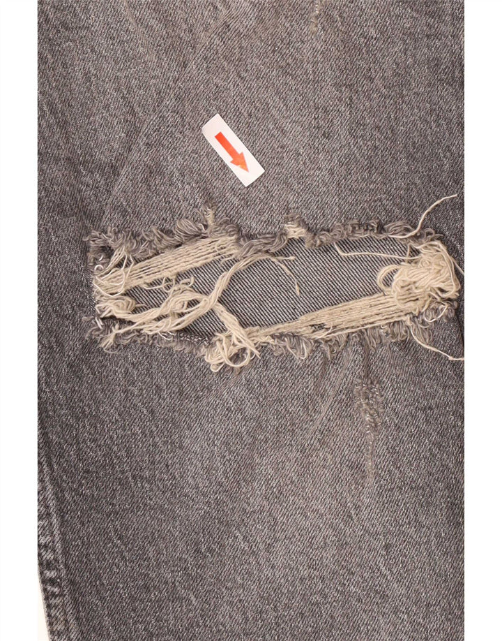 Zara Herre Distressed Straight Jeans EU 44 Large W34 L29 Grå Bomuld