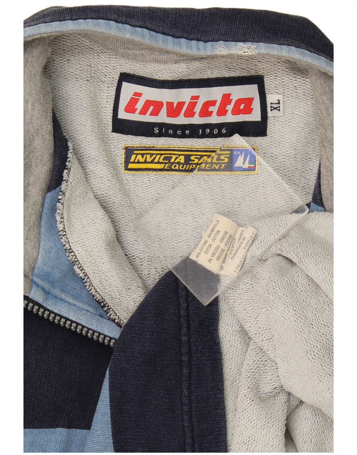 Invicta Sweatshirt med lynlås til mænd XL blå stribet bomuld