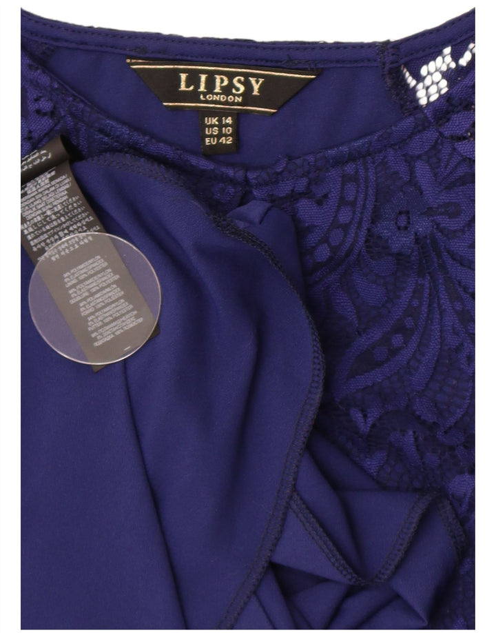 Lipsy Dame A-Line Kjole UK 14 Medium Navy Blue Paisley Polyamid