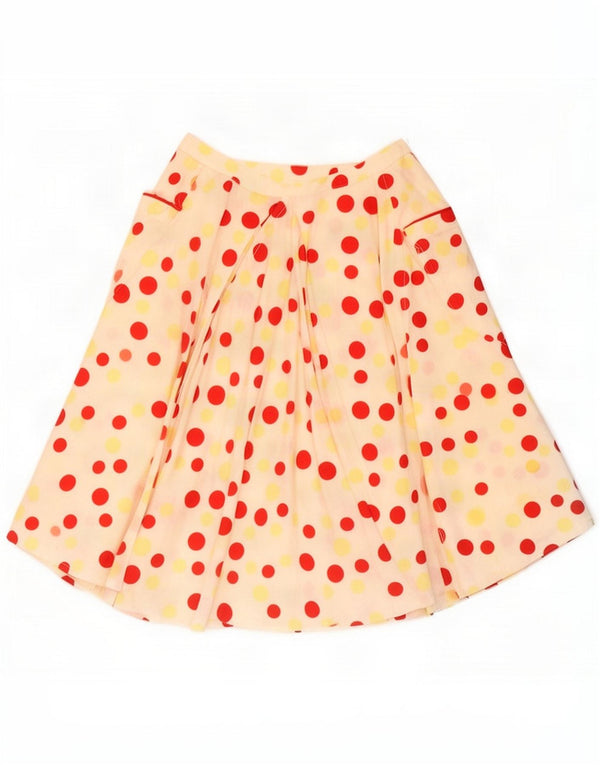 Vintage Womens A-Line Skirt IT 44 Medium W26 White Polka Dot Cotton