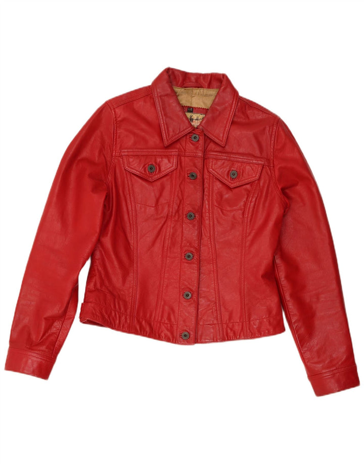 Stradivarius Dame Læderjakke UK 14 Large Red Læder