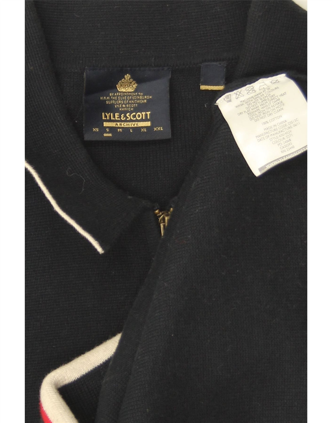 Lyle & Scott Herre cardigan sweater lille marineblå Colourblock bomuld
