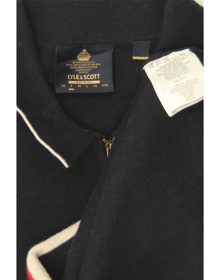 Lyle & Scott Herre cardigan sweater lille marineblå Colourblock bomuld