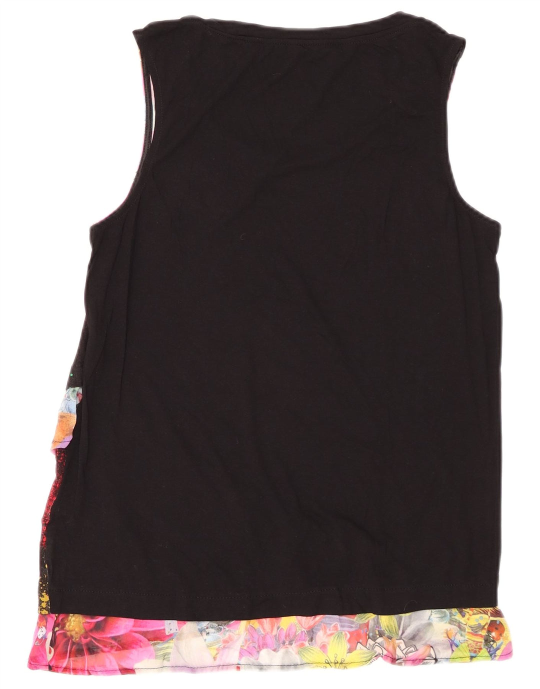 DESIGUAL Dame grafisk ærmeløs bluse Top UK 12 Medium Black Floral
