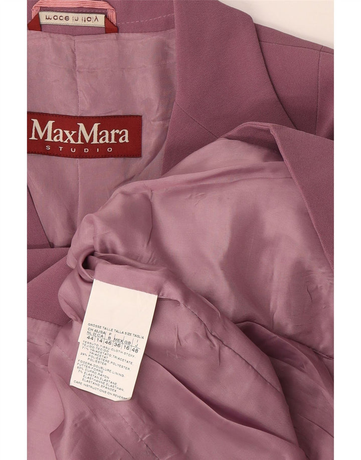Max Mara Dame 2 knap 3/4 ærmer blazerjakke UK 16 Large Pink