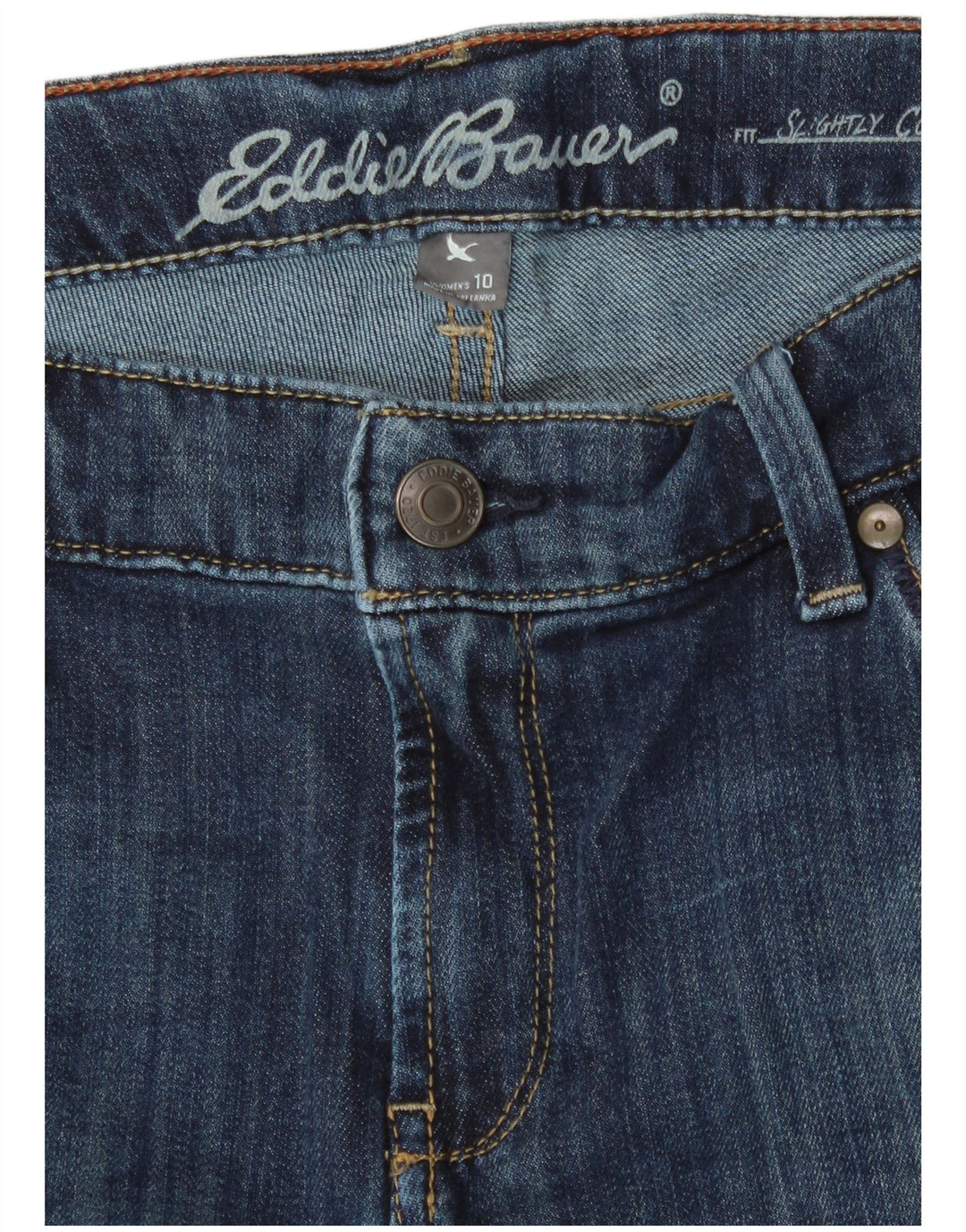 EDDIE BAUER Dame let kurvede denimshorts US 10 Large W32 Blue