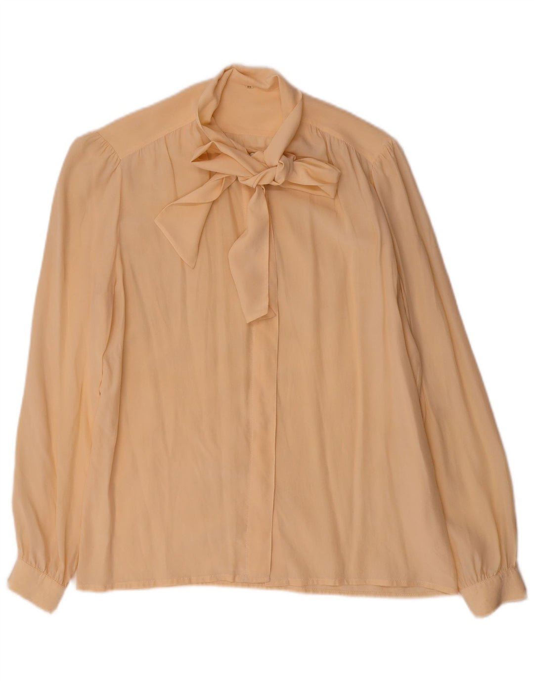 Vintage Dame Front Tie Shirt Bluse IT 42 Medium Yellow Silk