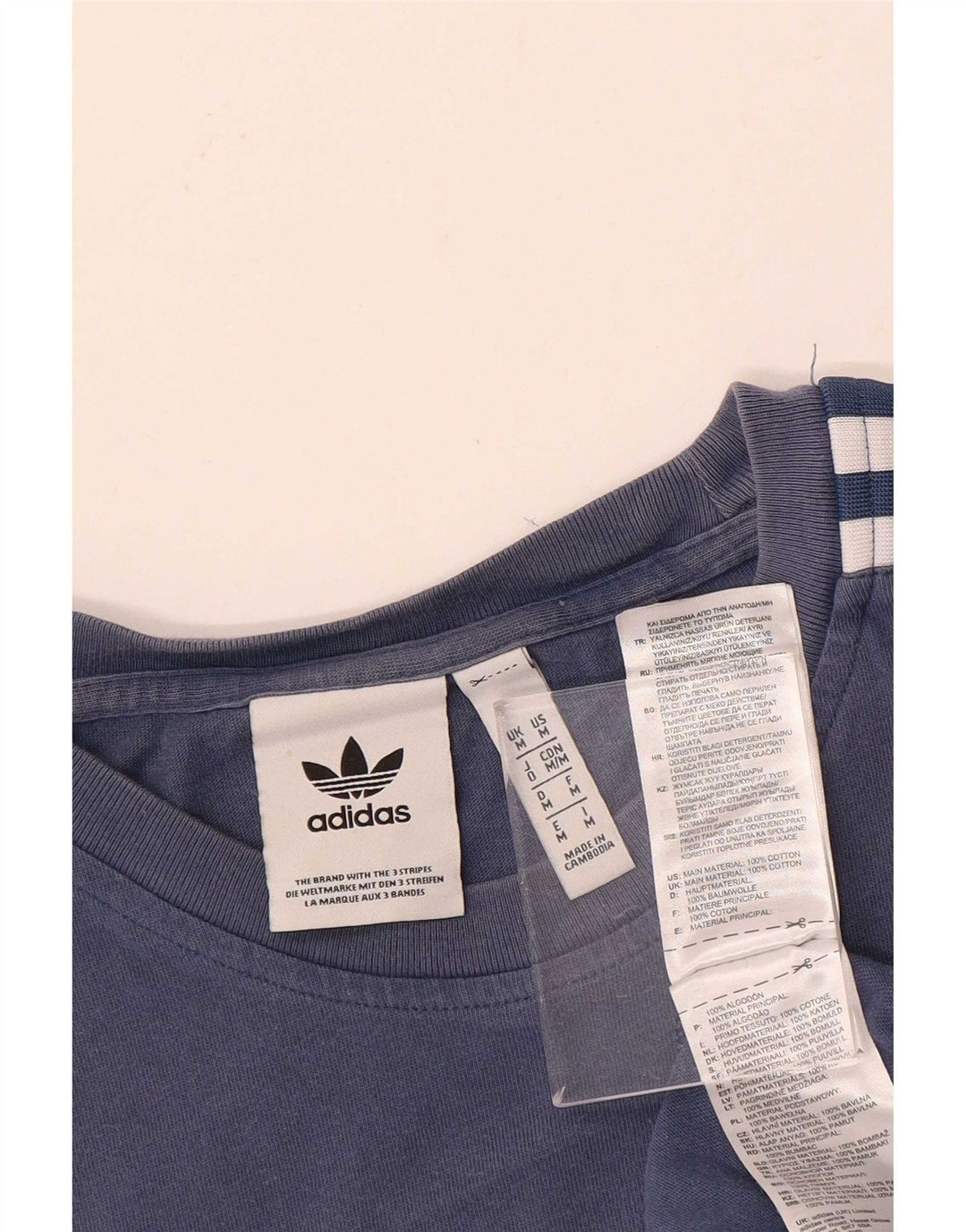 Adidas Grafisk T-shirt top mellemblå bomuld til mænd