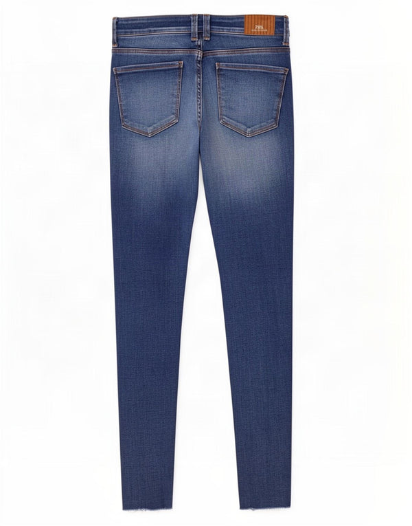 Zara Dame Distressed Skinny Jeans EU 34 2XS W24 L27 Blå Bomuld