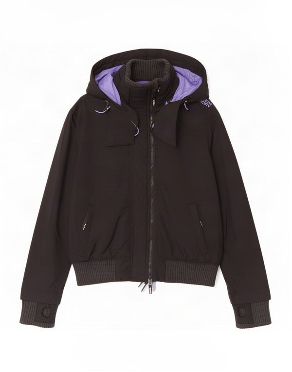 Superdry Womens The Windbomber Grafisk hættebomberjakke UK 18 XL Sort