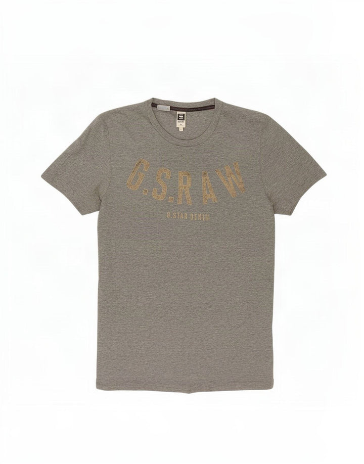G-Star Dame Grafisk T-Shirt Top UK 12 Medium Grå Bomuld