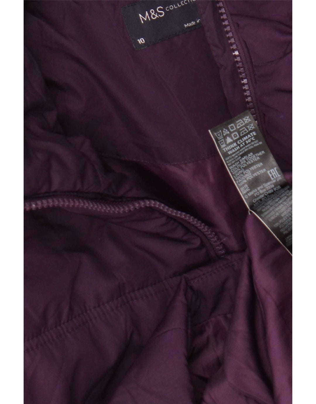 Marks & Spencer Polstret frakke til kvinder UK 10 Lille lilla polyester