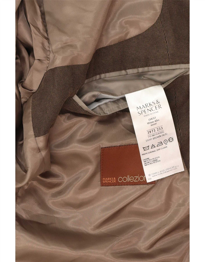 Marks & Spencer Herre 3-knaps blazerjakke UK 42 Large Brown Classic