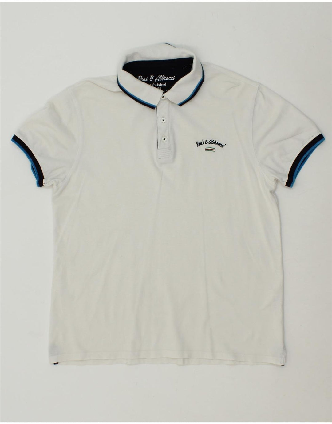 BACI & ABBRACCI Mens Polo Shirt XL White Cotton Vintage BACI & ABBRACCI and Second-Hand BACI & ABBRACCI from Messina Hembry 