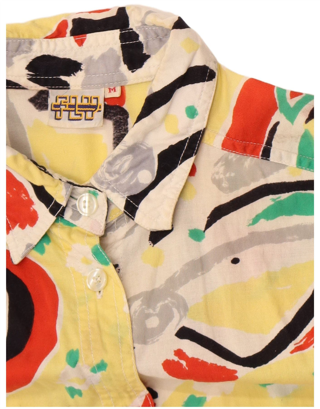 Vintage Dame Oversized Skjorte Bluse UK 14 Medium Multicolored Geometric