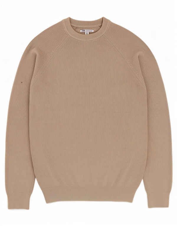 Zara Herre sweater med rund hals XL Grå bomuld