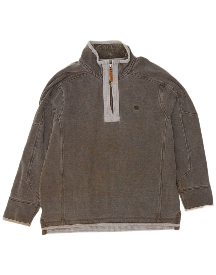 Fat Face Herre Zip Neck Sweatshirt Jumper Stor Grå Bomuld