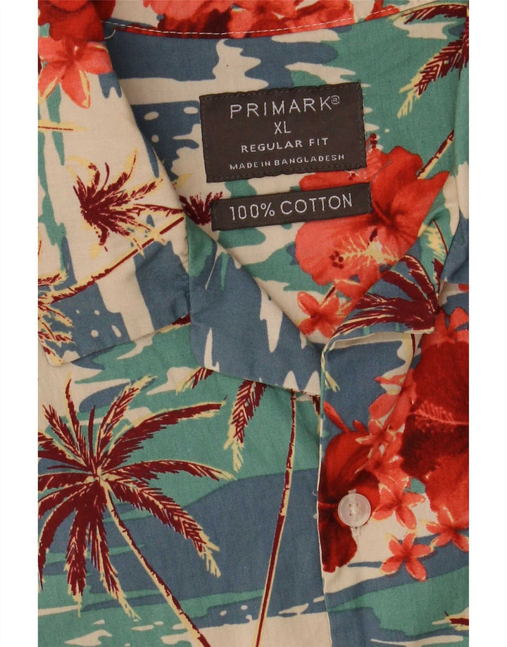 Primark Kortærmet Herreskjorte XL Flerfarvet Floral Hawaiian
