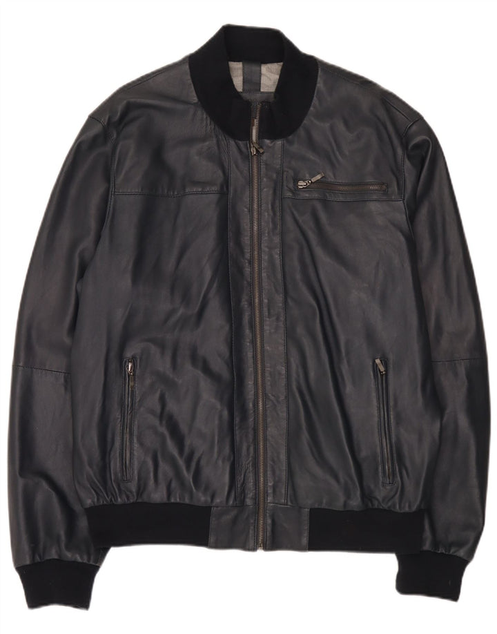 Conbipel Herre Bomber Læderjakke IT 56 2XL Navy Blue
