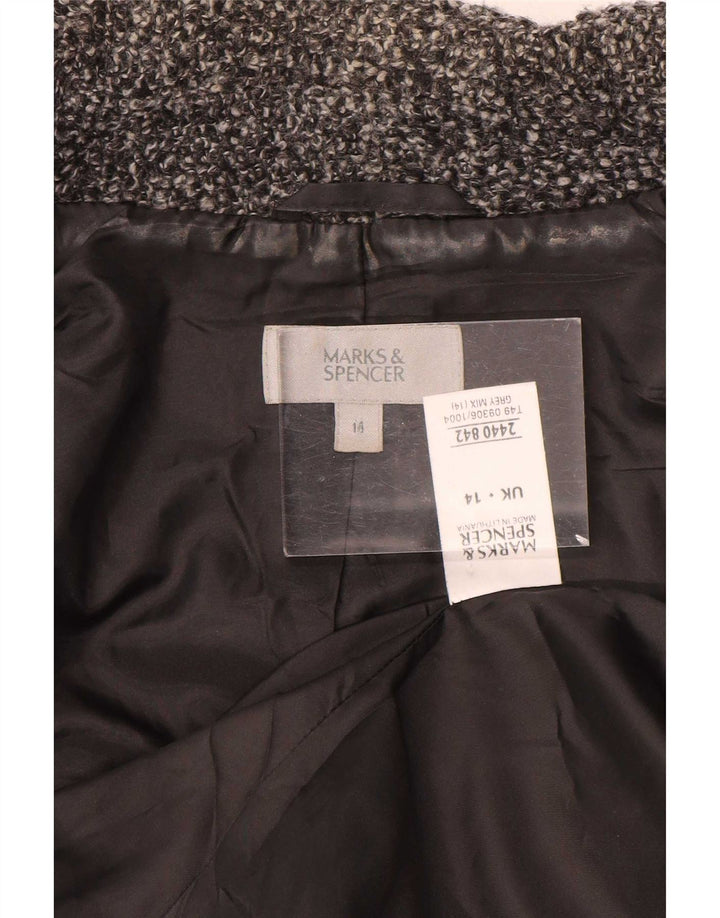 Marks & Spencer Dame 2-knaps blazerjakke UK 14 Stor grå flækket uld