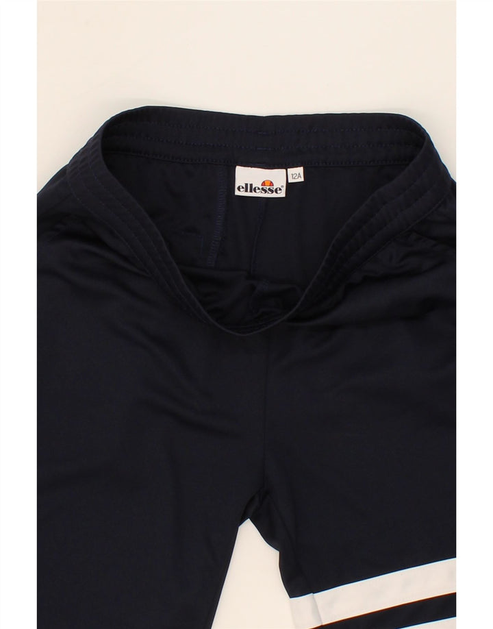 ELLESSE Boys Sport Shorts 11-12 Years Navy Blue Striped Vintage Ellesse and Second-Hand Ellesse from Messina Hembry 