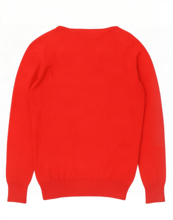 Zara Dame Cardigan Sweater UK 12 Medium Rød Bomuld