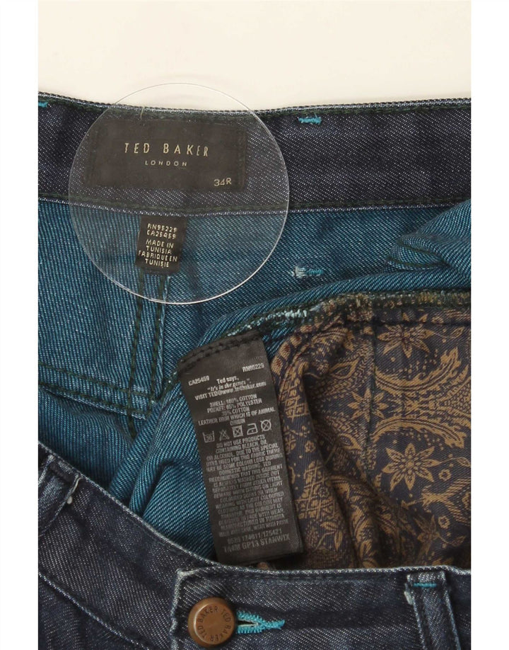 Ted Baker Straight Jeans til mænd W34 L30 Marineblå Bomuld