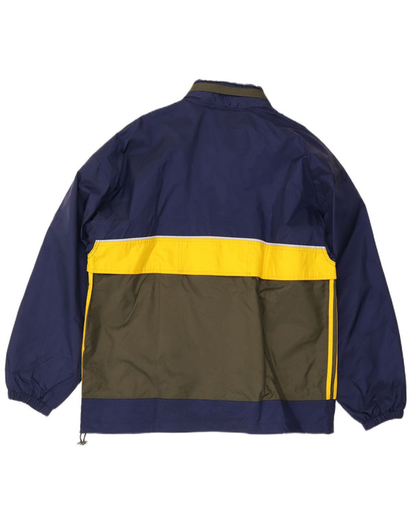 Adidas Regnjakke med hætte til mænd UK 40/42 Medium Navy Blue Colourblock