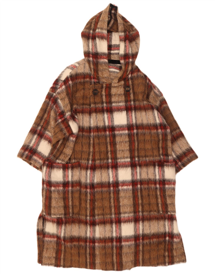 Vintage dame 3/4 ærmet dobbeltradet frakke UK 16 Stor brun plaid
