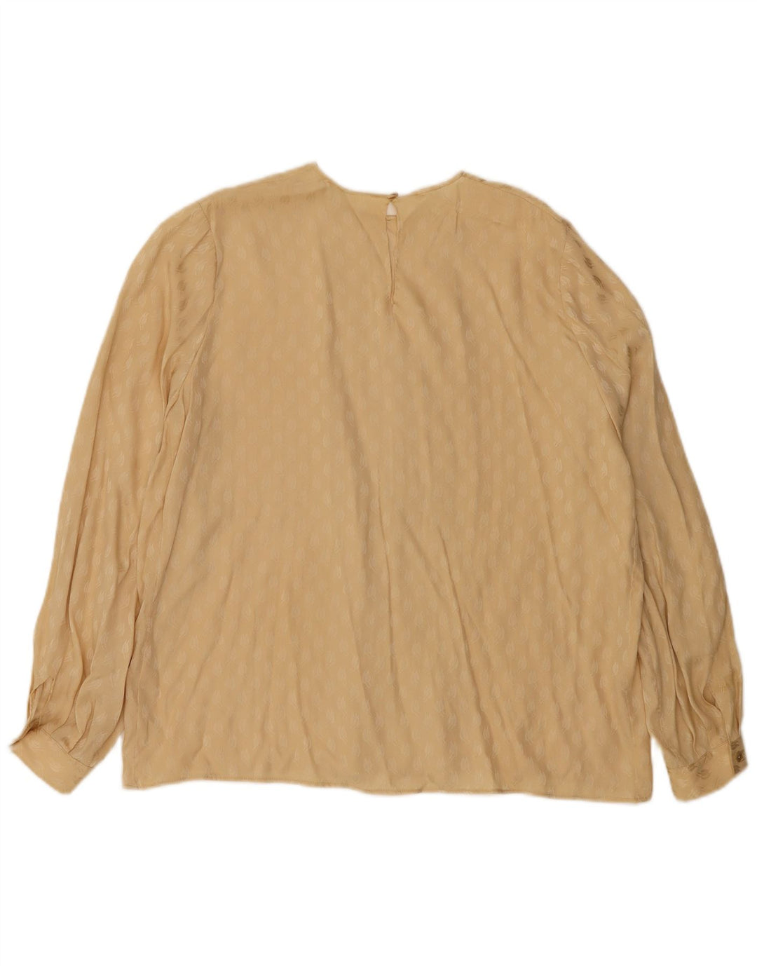 Vintage kvinders abstrakt mønster langærmet bluse Top UK 18 XL Beige