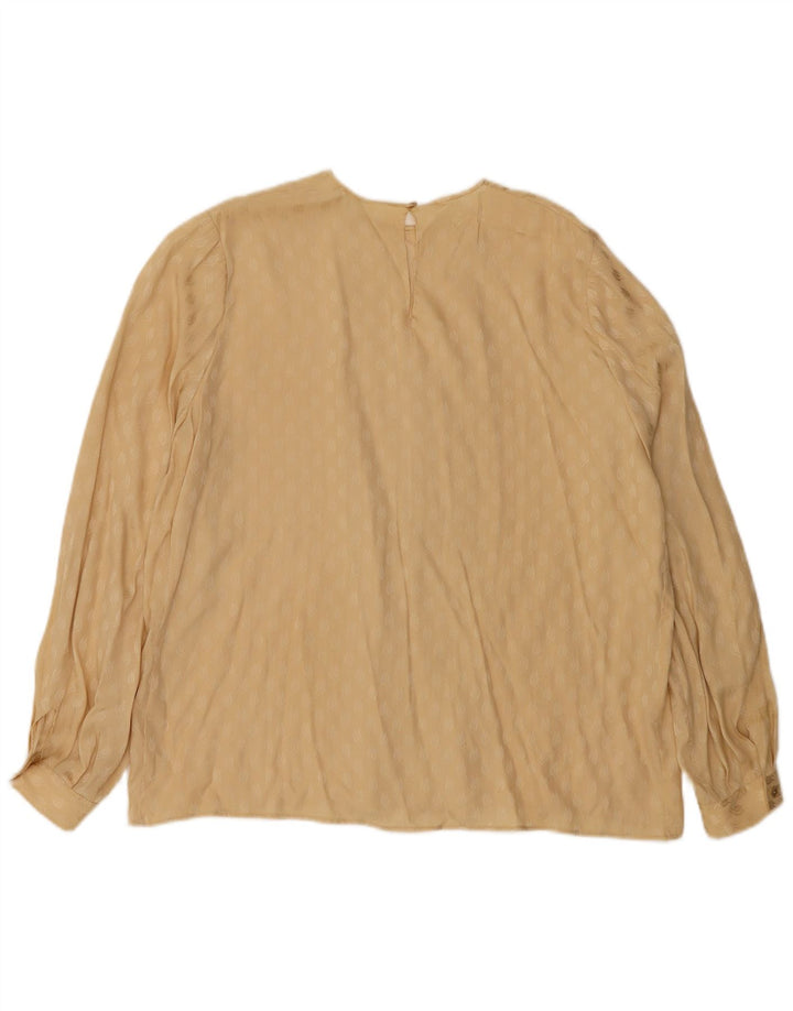 Vintage kvinders abstrakt mønster langærmet bluse Top UK 18 XL Beige
