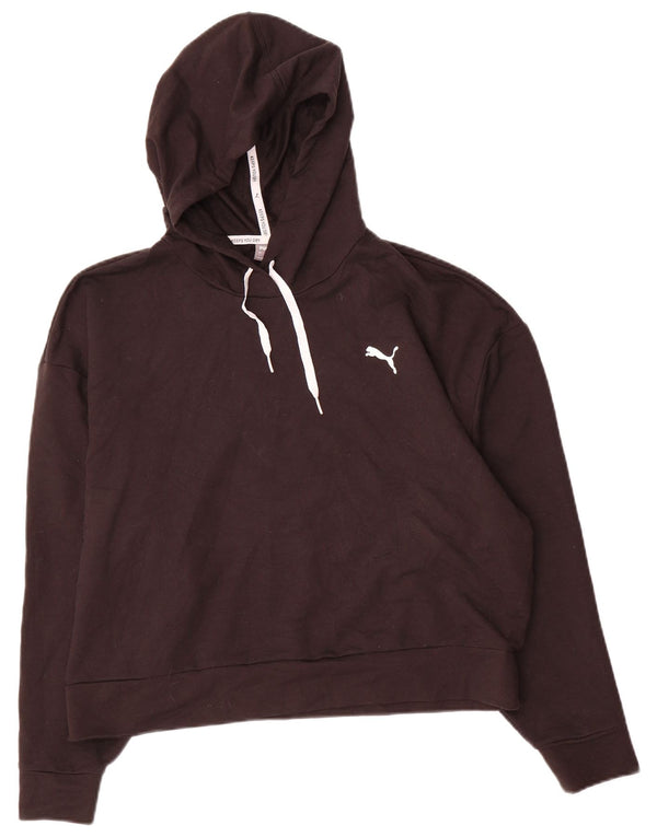 Puma Dame Crop Hoodie Jumper UK 16 Large Black