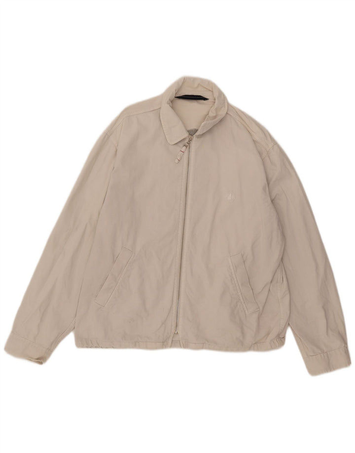 Murphy & Nye Herre Grafisk Bomber Jacket UK 40 Stor Beige Bomuld
