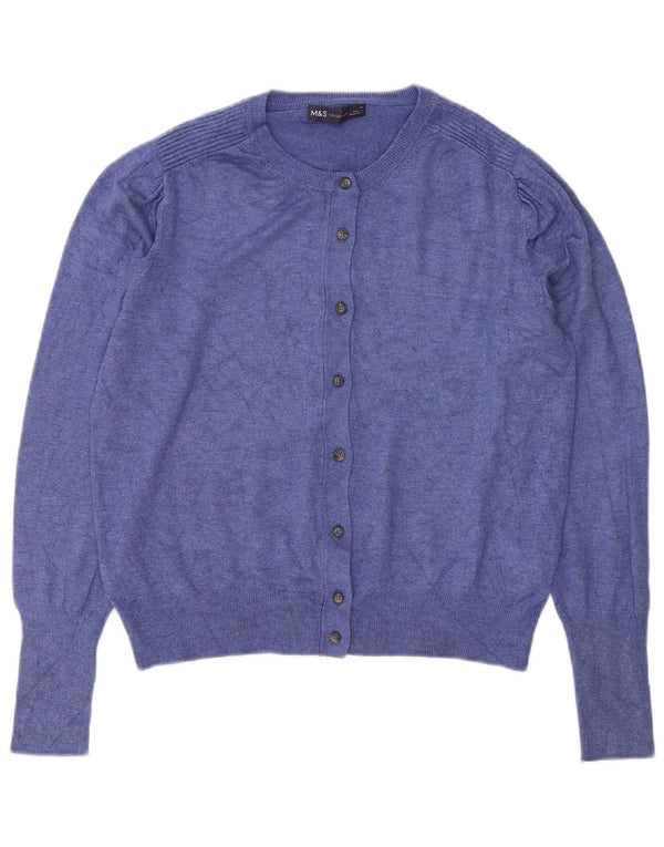 Marks & Spencer Dame Cardigan Sweater UK 12 Medium Blue Viscose