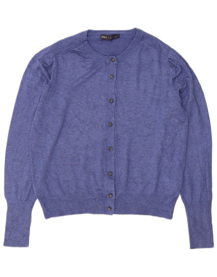 Marks & Spencer Dame Cardigan Sweater UK 12 Medium Blue Viscose