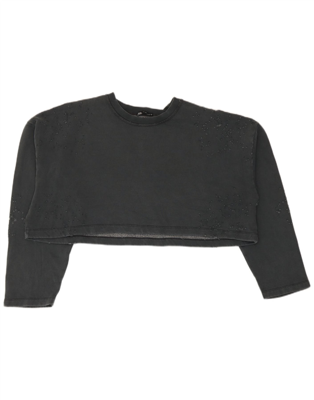 Zara Womens Crop Oversized Sweatshirt Jumper UK 10 Small Grey Bomuld