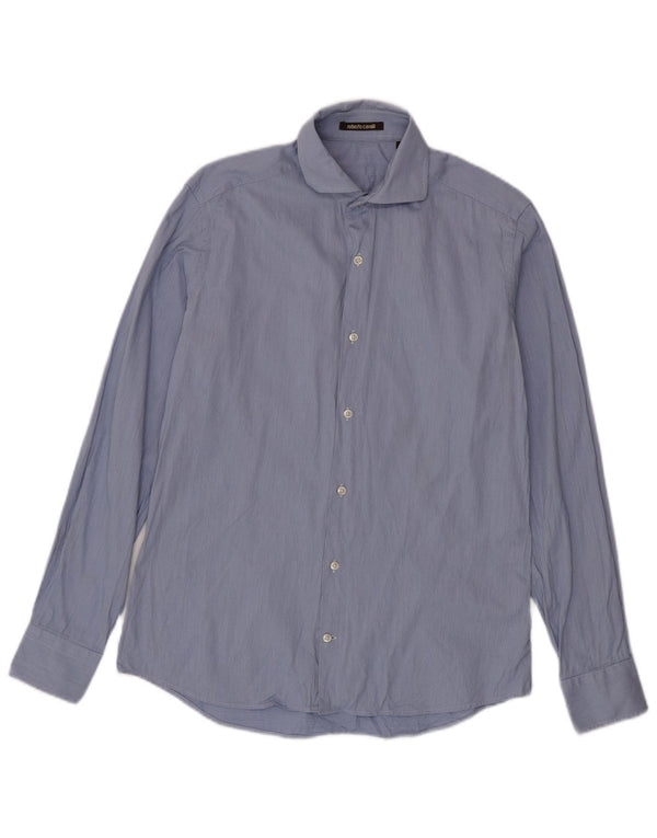 Roberto Cavalli Mens Shirt Size 39 Medium Blue Pinstripe