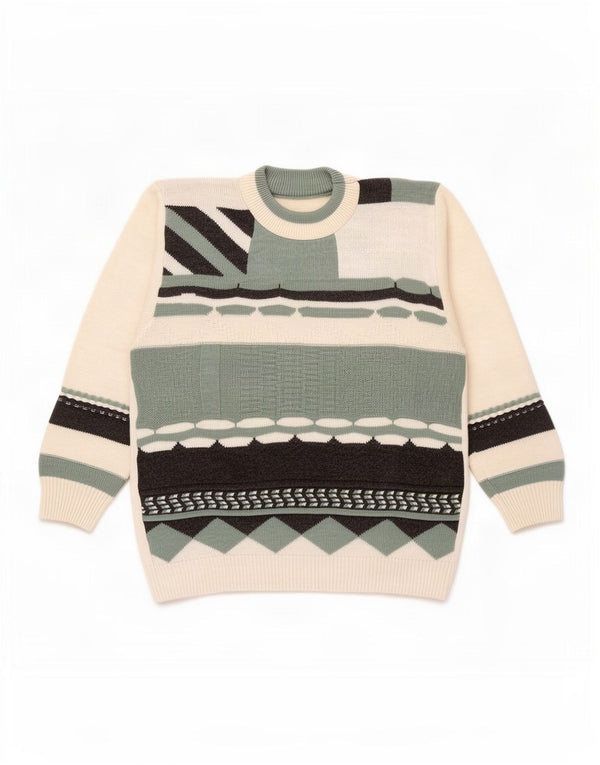 Vintage Herre rund hals sweater IT 44/46 XS flerfarvet geometrisk