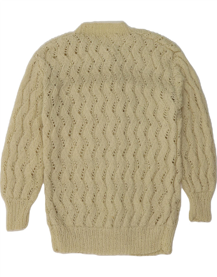 VINTAGE Womens Cardigan Sweater UK 14 Large Beige Vintage Vintage and Second-Hand Vintage from Messina Hembry 