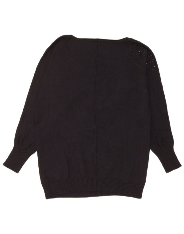 Guess Dame Oversized Boat Neck Jumper Sweater UK 4 XS Sort Viscose