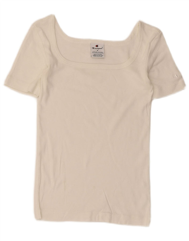 Champion Dame T-Shirt Top UK 8 Small White