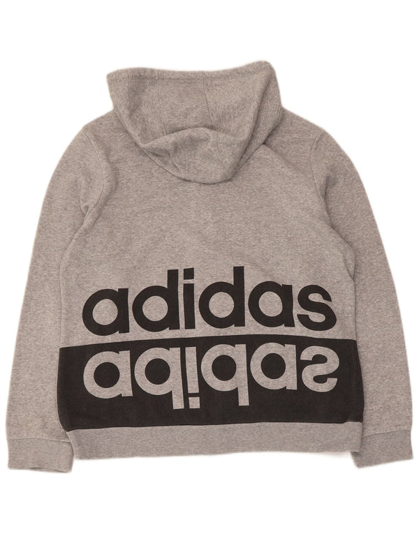 Adidas Dame Grafisk Hættetrøje Sweater UK 18 XL Grå Colourblock Bomuld