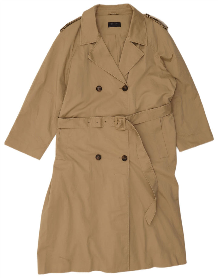Marks & Spencer Trench Coat til kvinder UK 20 2XL Beige Bomuld