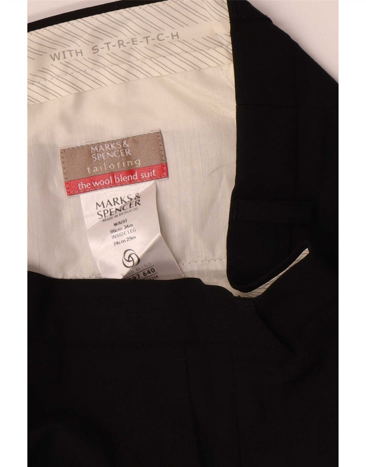 Marks & Spencer Straight Chino-bukser til mænd W34 L29 Sort polyester