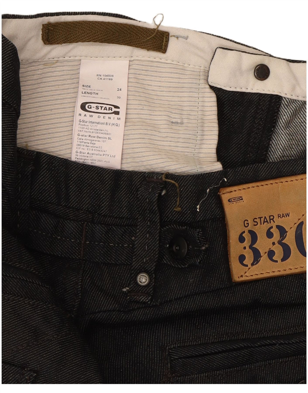 G-STAR Womens 3301 Cargo Slim Jeans W24 L30 Navy Blue Cotton