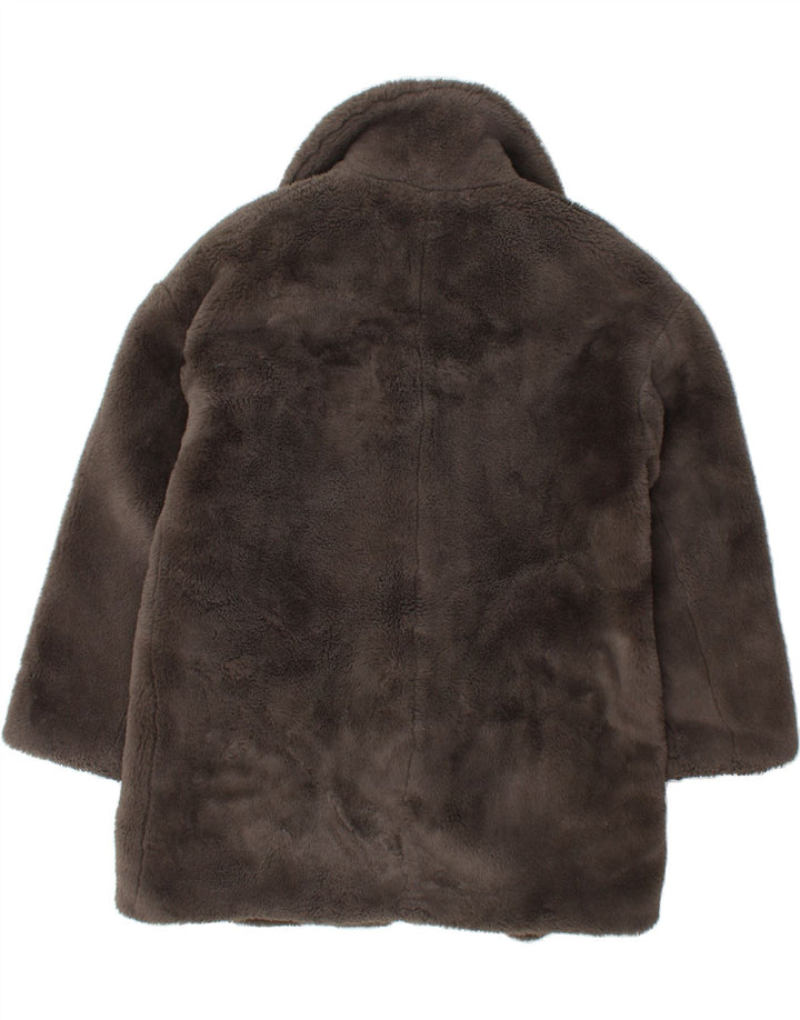 TOPSHOP Womens Oversized Faux Fur Overcoat UK 12 Medium Grey Polyester Vintage Topshop and Second-Hand Topshop from Messina Hembry 