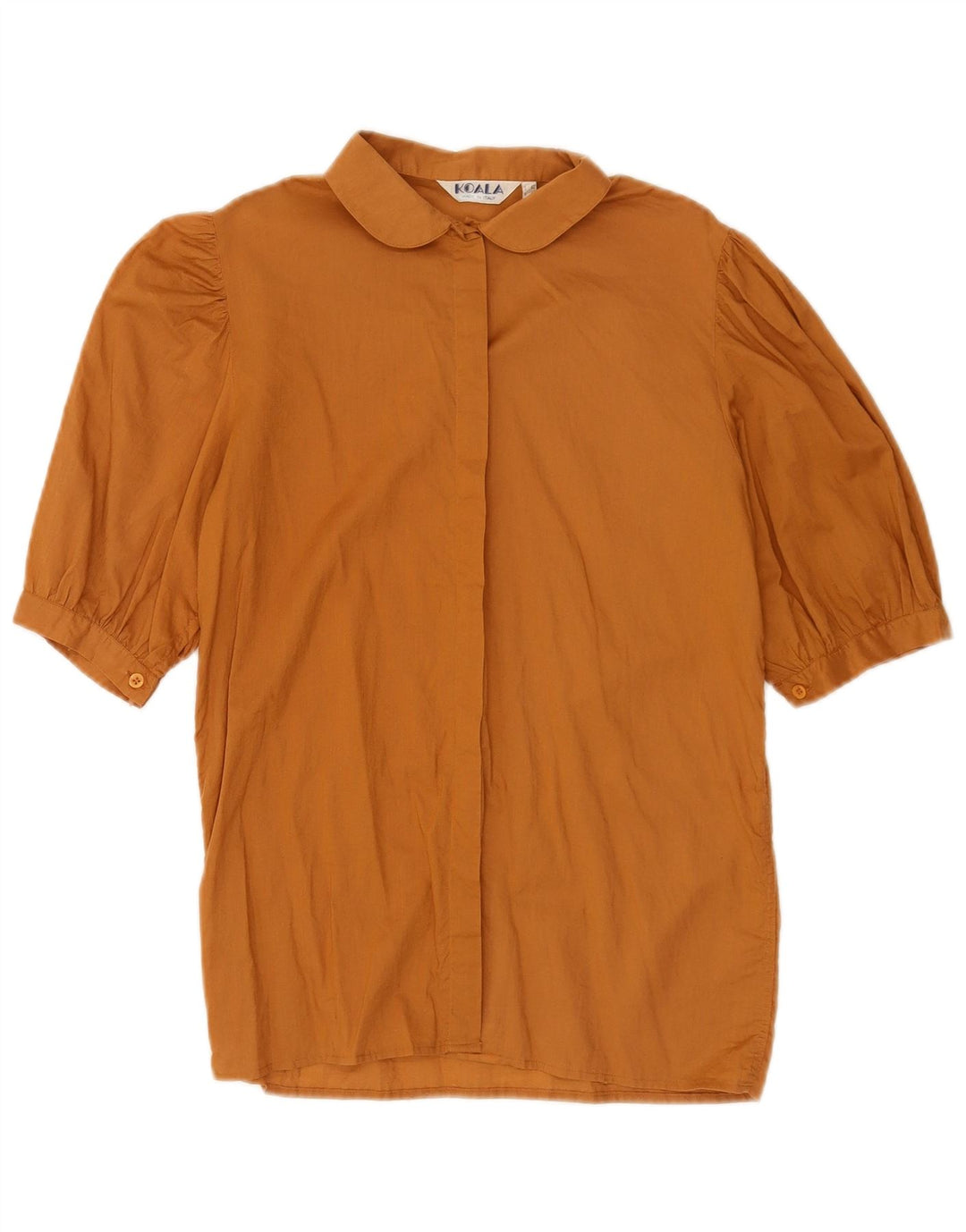 Vintage kortærmet skjortebluse til kvinder IT 42 Medium Brun