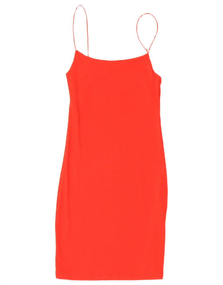 Zara Dame Slip Dress UK 12 Medium Rød Bomuld